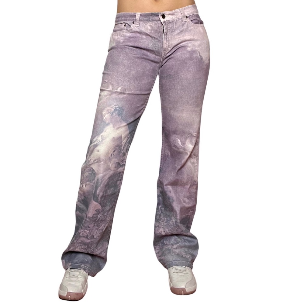 SOLD Vintage Roberto Cavalli Rococo Nude Renaissance Painting Jeans